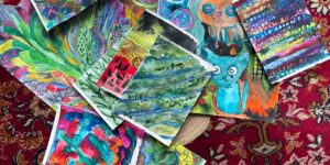 Akwarele z których powstaną kolczyki Aquarelki