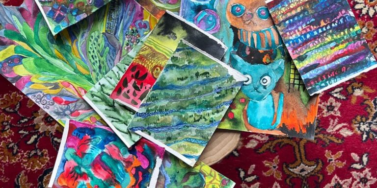 Akwarele z których powstaną kolczyki Aquarelki