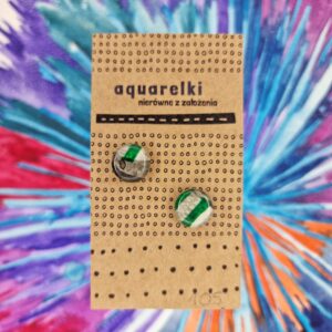 Kolczyki Aquarelki, od czarnego do zielonego, kółka 12 mm