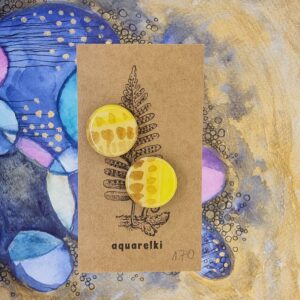 Kolczyki Aquarelki, kółka, 20 mm, żółte w plamki